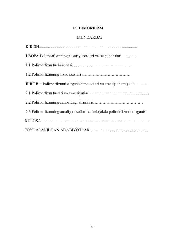 Polimorfizmning nazariy asoslari va tushunchalari