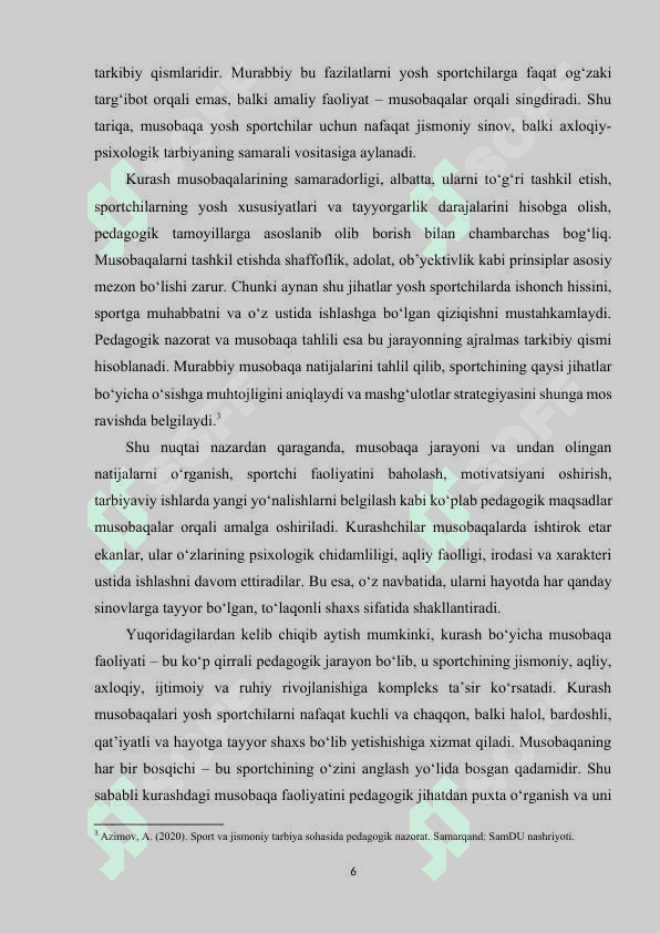 Kurashda musobaqa faoliyatini pedagogik nazorat va tahlil qilish. 6