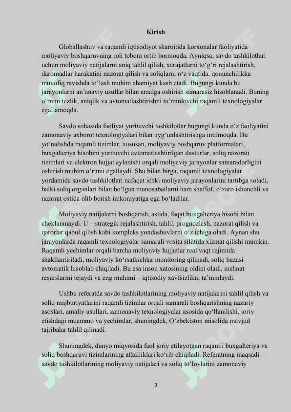 Savdo tashkilotlarida moliyaviy natijalar va soliq to'lovlarini raqamli tizimlar orqali boshqarish referat 3