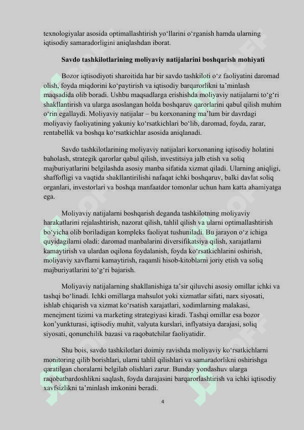 Savdo tashkilotlarida moliyaviy natijalar va soliq to'lovlarini raqamli tizimlar orqali boshqarish referat 4