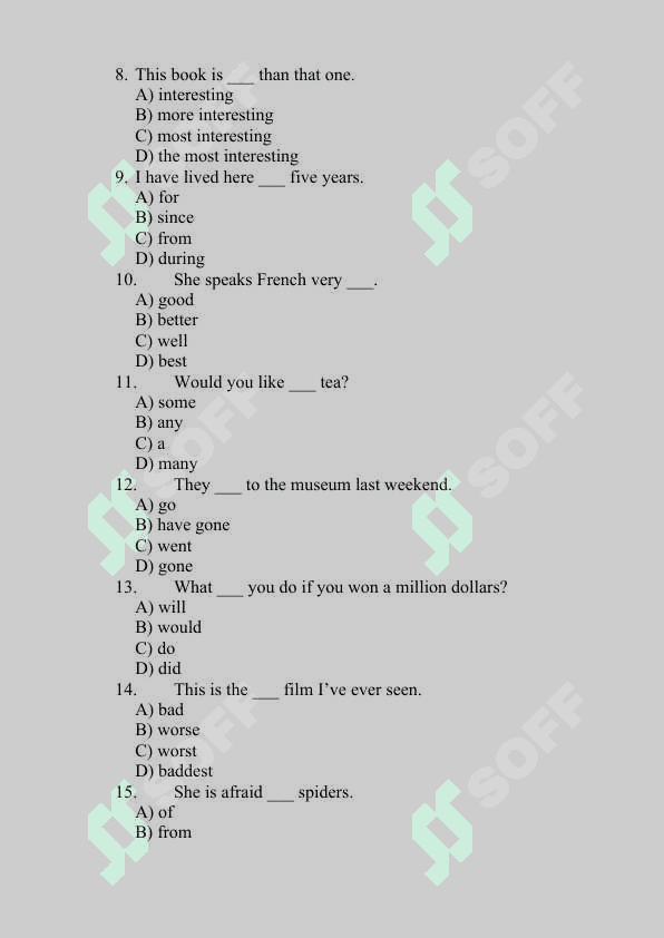 ENGLISH TESTING. DAVLAT ATTESTATSIYASIGA TAYYORLOV (unofficial version) 2