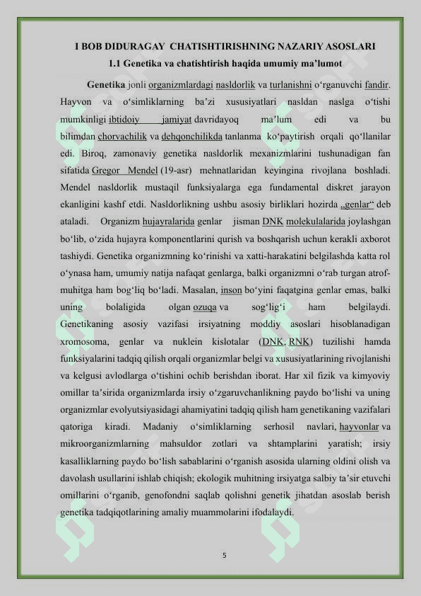 Mavzu Diduragay chatishtirishda belgilarning irsiylanishi KURS ISHI 5