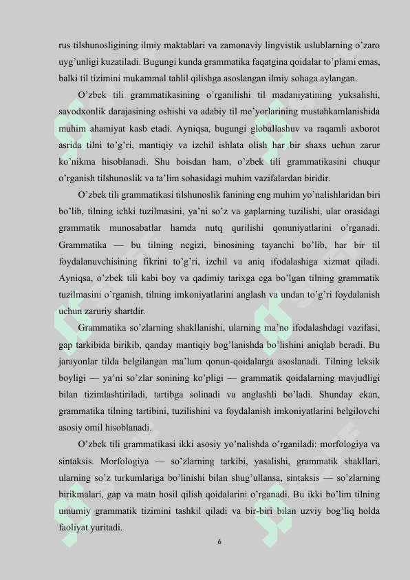 O'zbek tili grammatikasining tarkibiy qismlari,o'rganish obyekti 6
