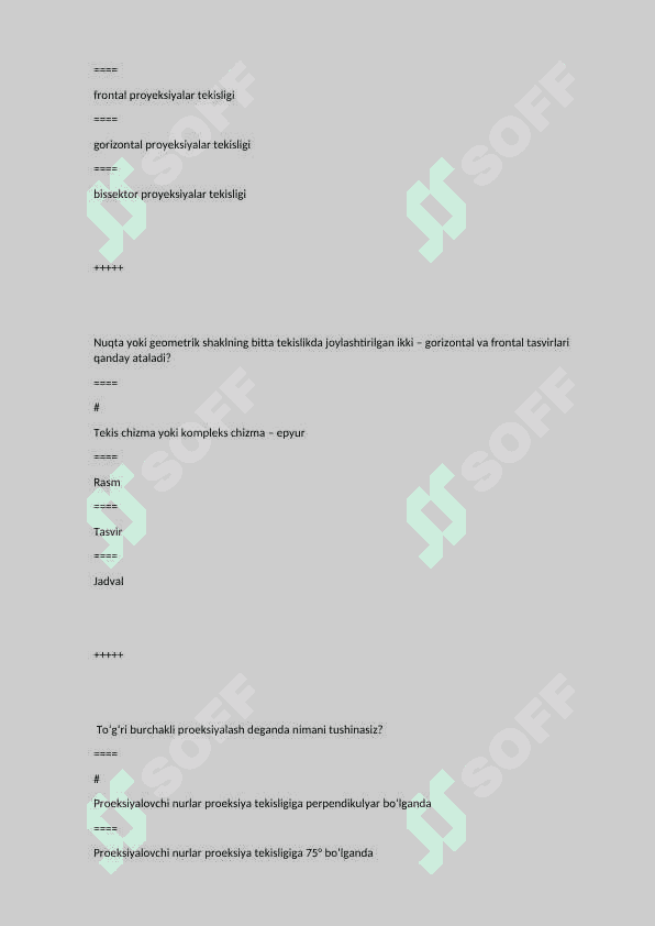 Muhandislik Grafikasidan Testlar (x variant) 3
