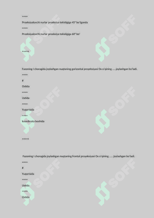 Muhandislik Grafikasidan Testlar (x variant) 4