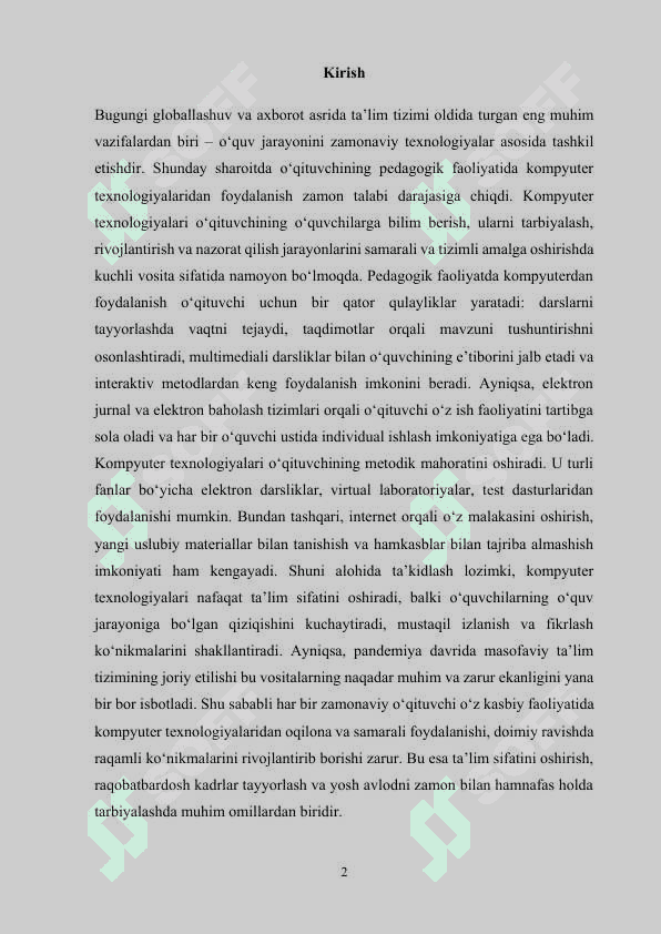 O‘QITUVCHI PЕDАGОGIK FАОLIYATIDА KОMPYUTЕR TЕХNОLОGIYALАRIDАN FОYDАLАNISH 2