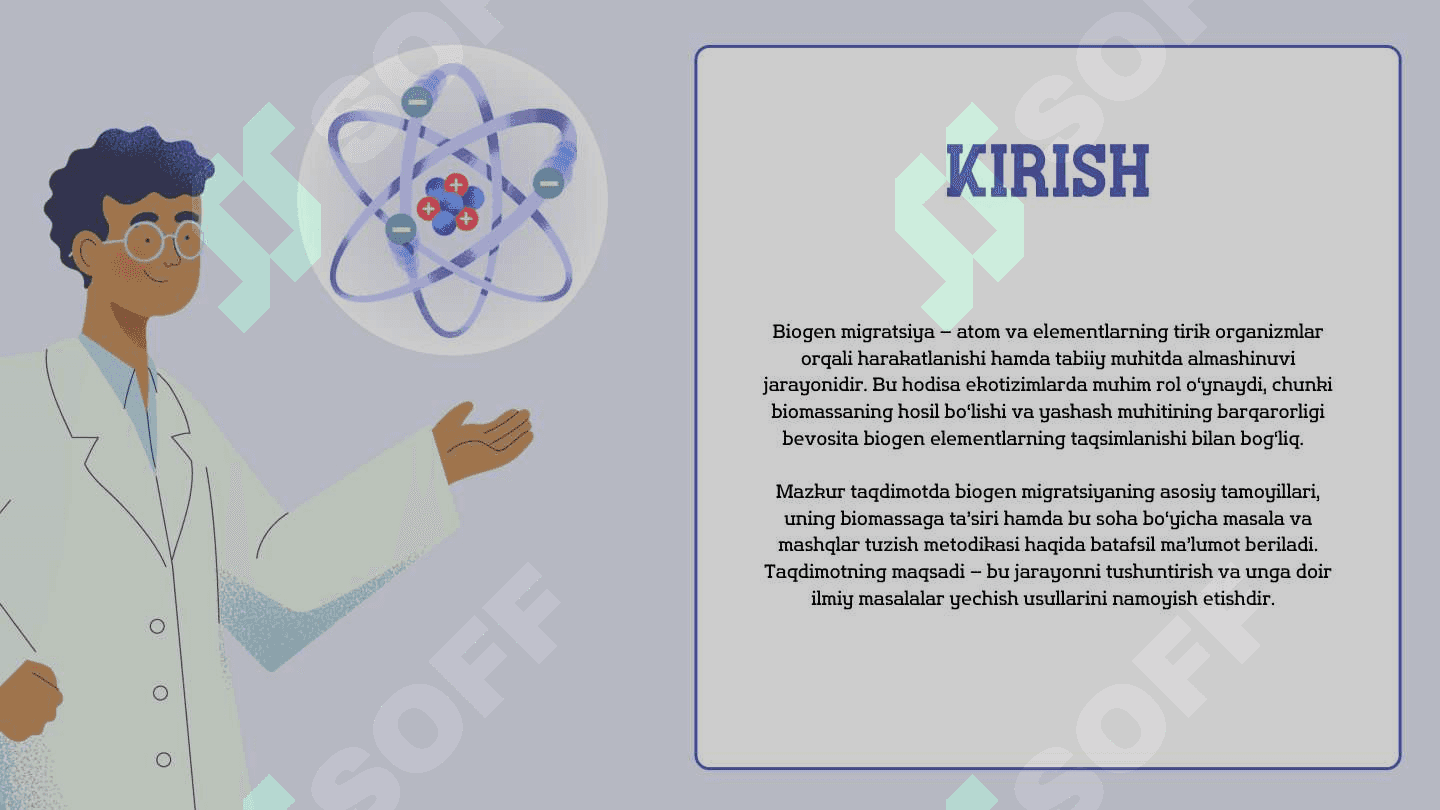 Atomlarning
biogen migratsiyasi va
biomassasiga doir
masala va mashq
tuzish hamda yechish
metodikasi 3