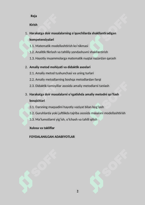 Harakatga doir masalalar yechishda oʻqitishning amaliy metodidan foydalanish 2