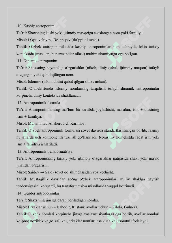 Antroponimika va uning turlari Glossariy 25 4