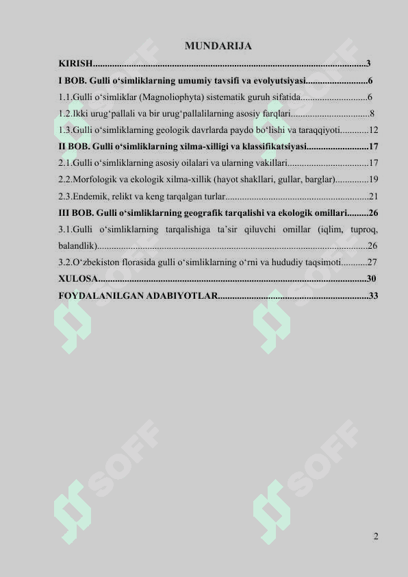 Gulli o‘simliklarning xilma-xilligi va tarqalishi 2