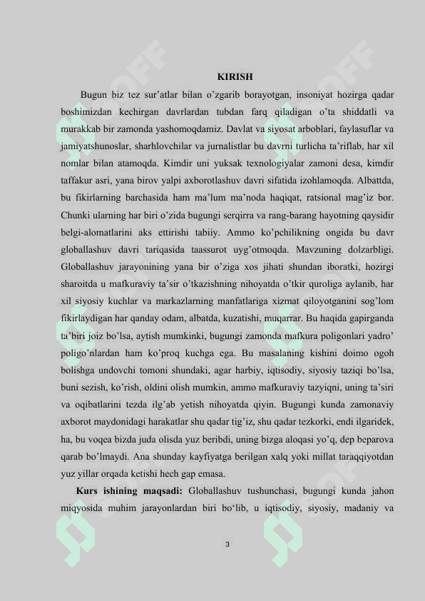 Globallashuv tushunchasi.mafkuraviy jarayonlarni globallashtiruvchi va universiallovchi omillar 2
