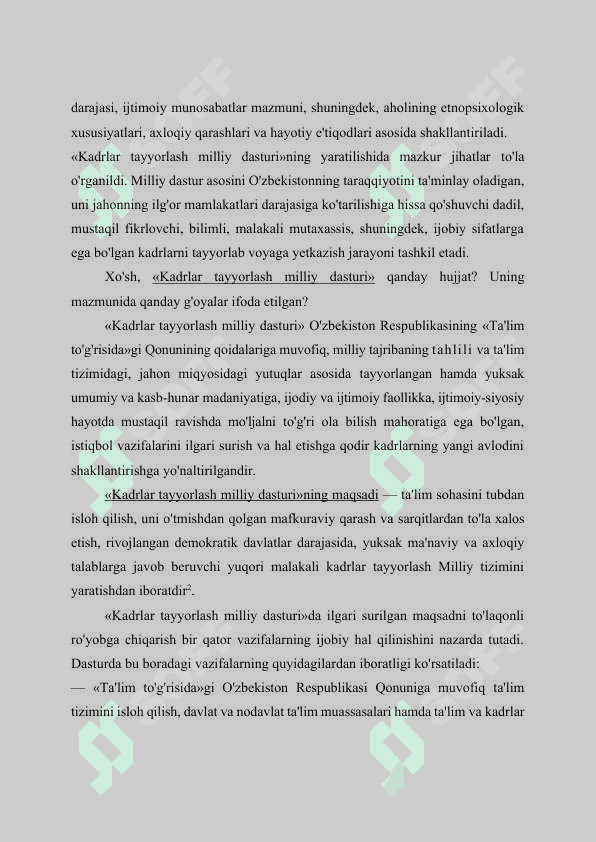 O’zbekiston Respublikasi ta’lim tizimi. Pedagogika shaxs tarbiyasi va rivojlanishi to’g’risidagi fan. Ilmiy-pedagogik tadqiqotlar metodologiyasi va metodlari. Shaxsning rivojlanishi, tarbiyasi va ijtimoiylashuvi. 3