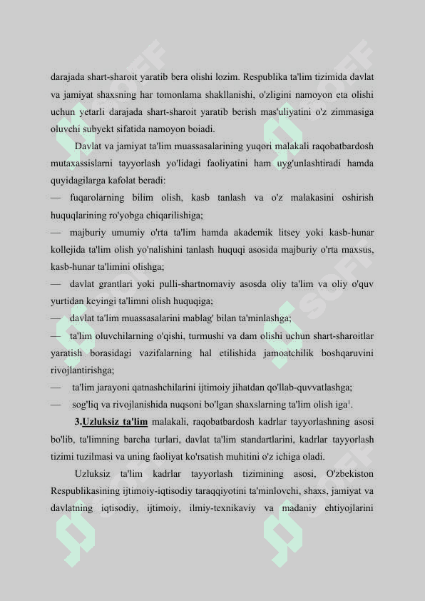 O’zbekiston Respublikasi ta’lim tizimi. Pedagogika shaxs tarbiyasi va rivojlanishi to’g’risidagi fan. Ilmiy-pedagogik tadqiqotlar metodologiyasi va metodlari. Shaxsning rivojlanishi, tarbiyasi va ijtimoiylashuvi. 8
