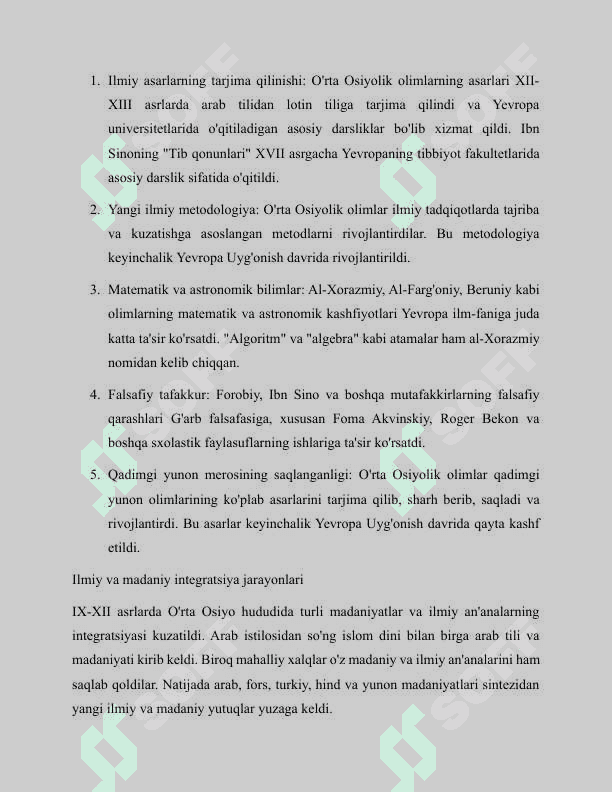 lX-XII asrlarda mamlakatimiz hududida roʻy bergan madaniy uygʻonish (Renesans) . Buyuk allomaning jahon sivilizatsiyasiga qoʻshgan hissasi 4