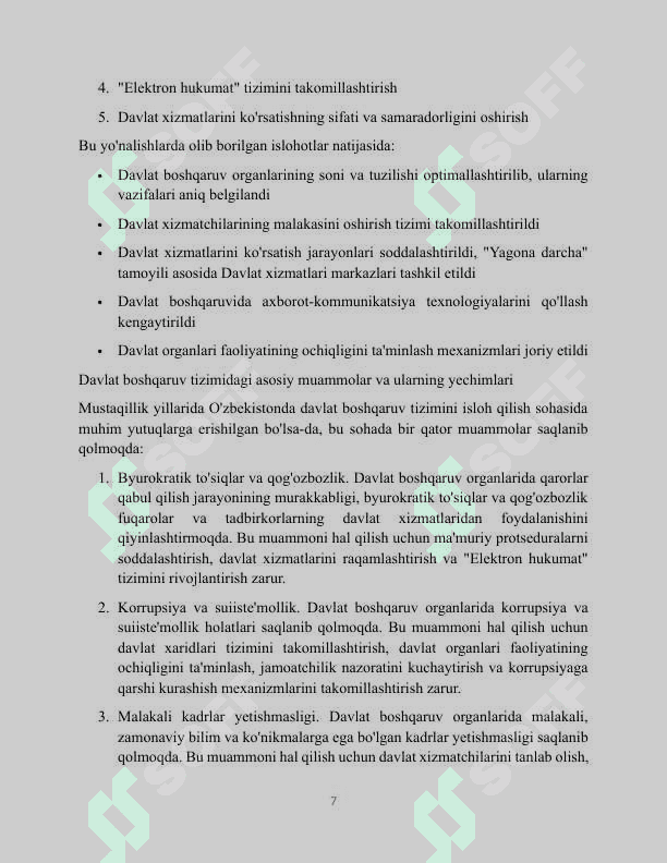 Mustaqillik yillarida davlat boshqaruvi tizimida amalga oshirilgan islohotlar 7