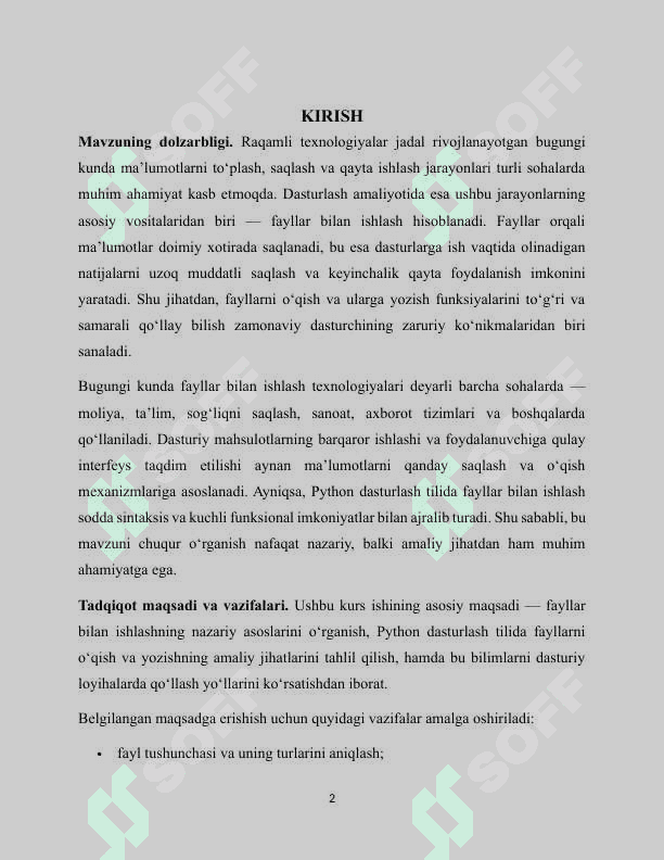 Fayllarni o’qish va ularga yozish 2