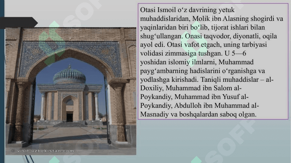 Imom Buxoriy buyuk muhaddis alloma mavzusida manbalar tahlili va adabiyodlar sharhni tayyorlash 2