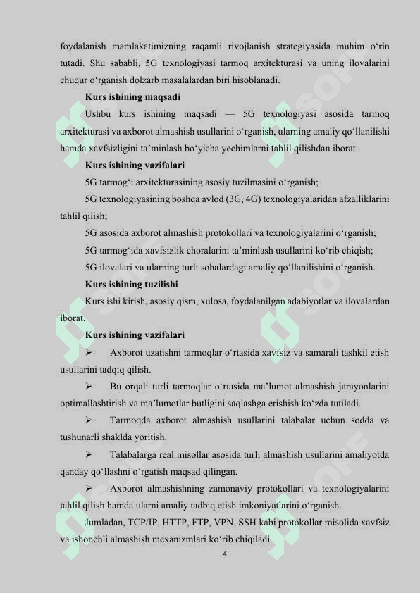 5G texnalogiyasi: tarmoq arxitekturasi va ilovalari 4