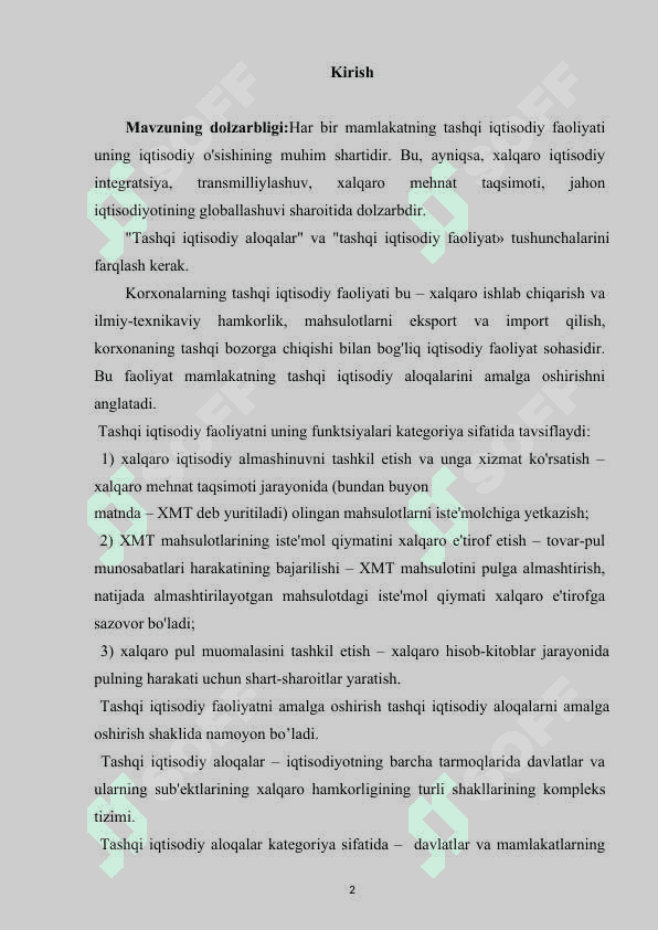 tashqi savdo tarkibini takomillashtirish va diversifikatsiyalash 2