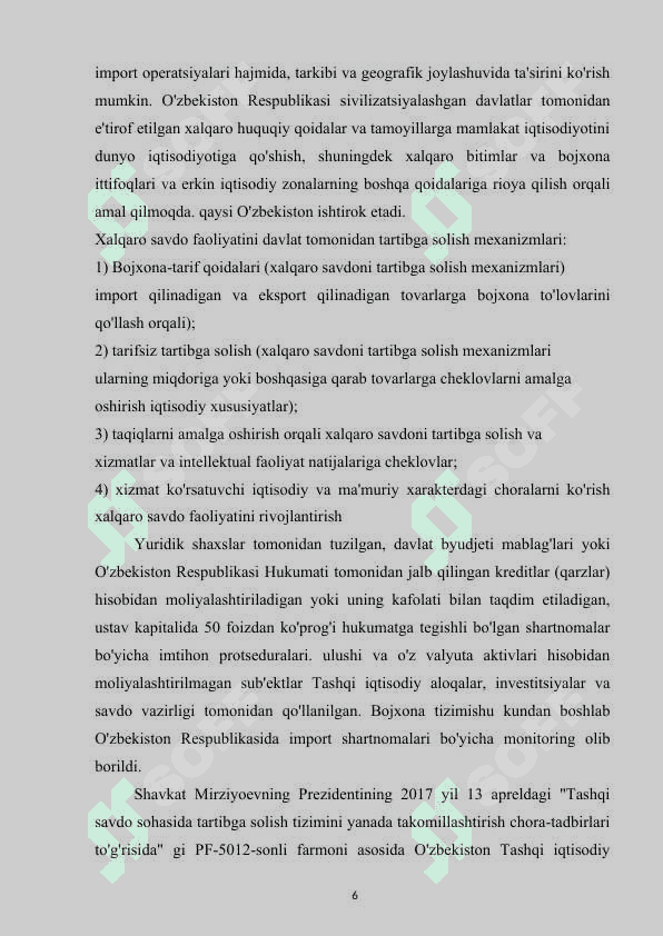 tashqi savdo tarkibini takomillashtirish va diversifikatsiyalash 6