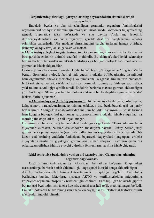 Ichki sеkrеsiya bеzlarining yosh xususiyatlari 3