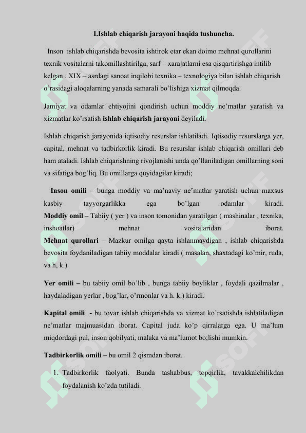 Ishlab chiqarishning texnik iqtisodiy asoslari 2