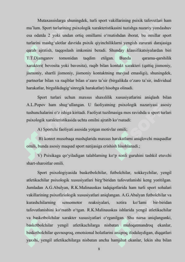 Jismoniy tarbiya murabbiysi va sport murabbiyi faoliyatining psixologik xarakteristikasi 8