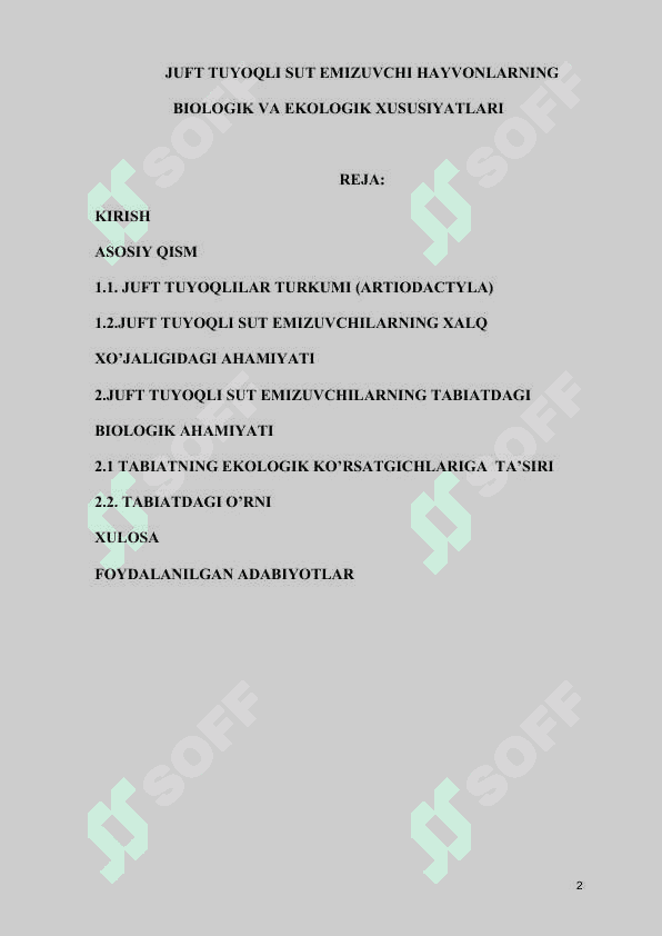 JUFT TUYOQLI SUT EMIZUVCHI HAYVONLARNING BIOLOGIK VA EKOLOGIK XUSUSIYATLARI 2