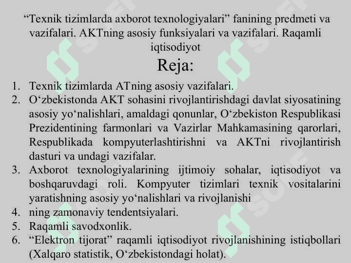 Texnik tizimlarda axborot texnologiyalari 2