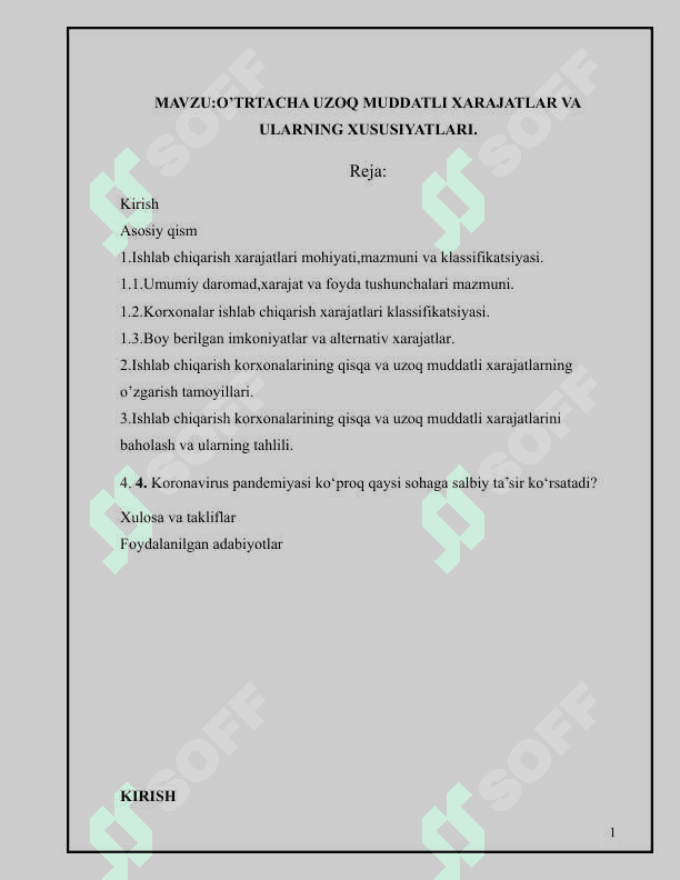 Korxonaning yaqin va uzoq muddatdagi harajatlari, uning xususiyati va turlari 2