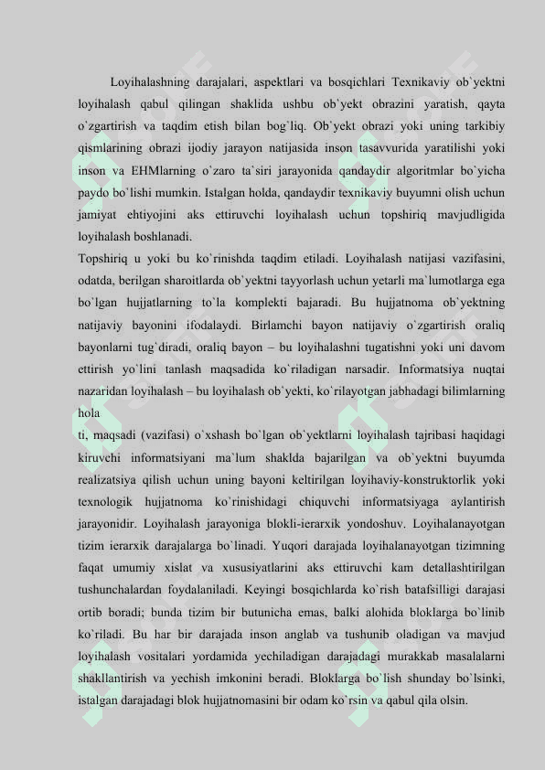 LOYIHALASH ISHLARINING XUSUSIYATLARI 3