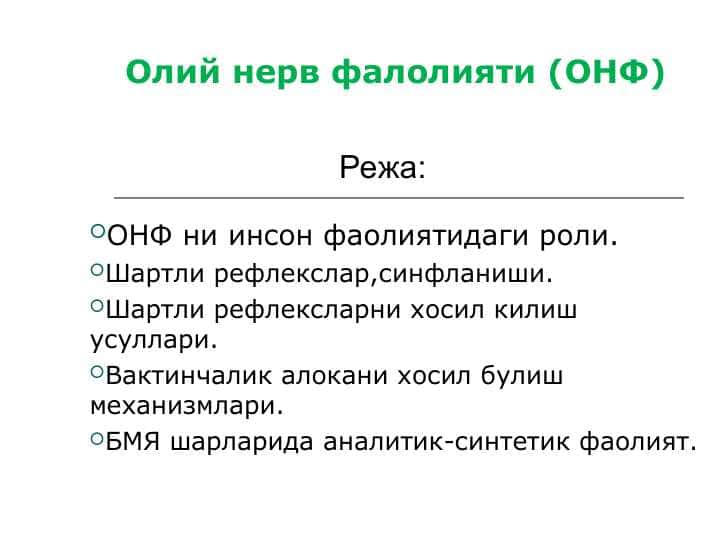 Олий нерв фалолияти (ОНФ
