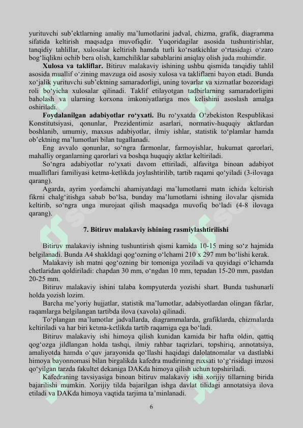 BITIRUV MALAKAVIY ISH USLUBIY KO‘RSATMA 6