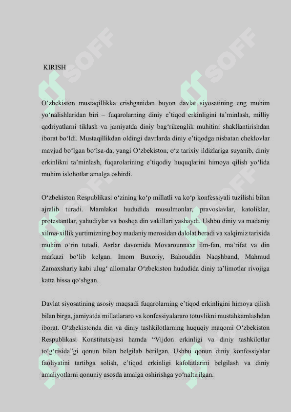 OʻZBEKISTON RESPUBLIKASIDA DIN VA DINIY TASHKILOTLAR TOʻGʻRISIDA 3