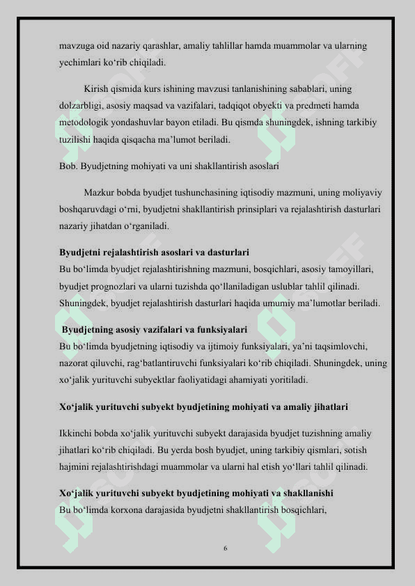Budjetlashtirish va xarajatlarni nazorat qilish 6