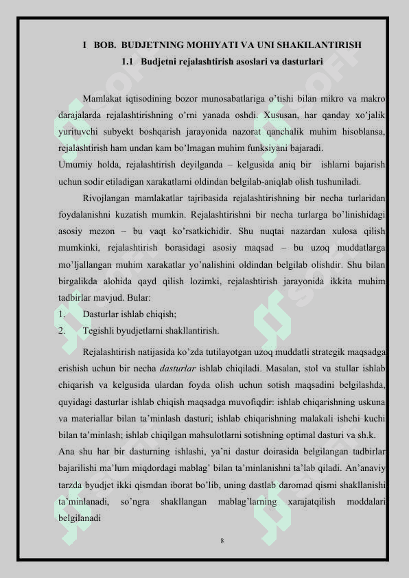 Budjetlashtirish va xarajatlarni nazorat qilish 8