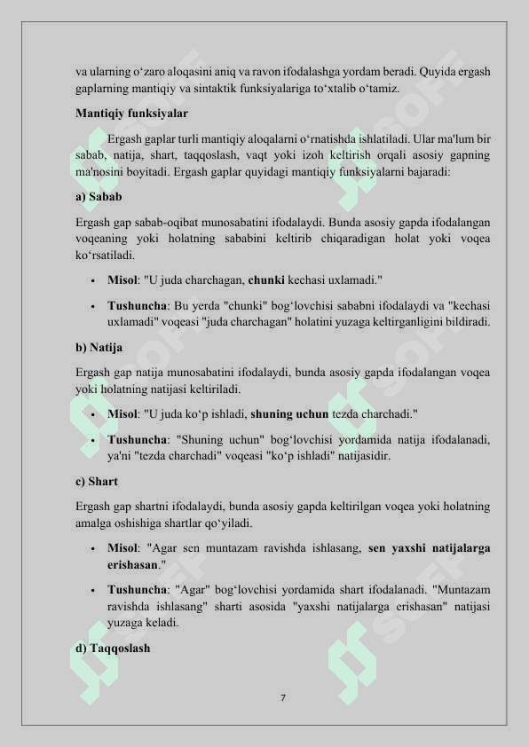 Ergash gap turlari 7