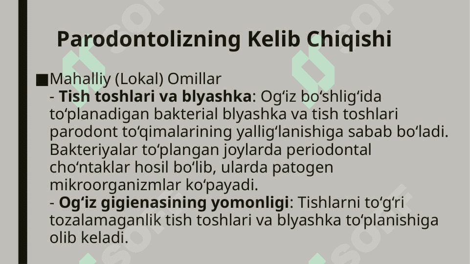 Parodontoliz Kelib Chiqishi va Klinikasi 3