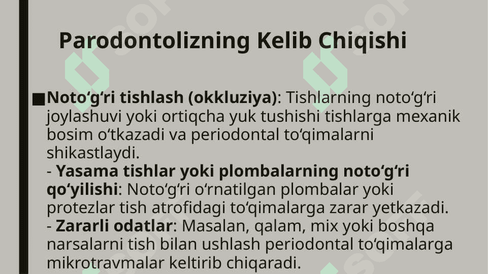 Parodontoliz Kelib Chiqishi va Klinikasi 4