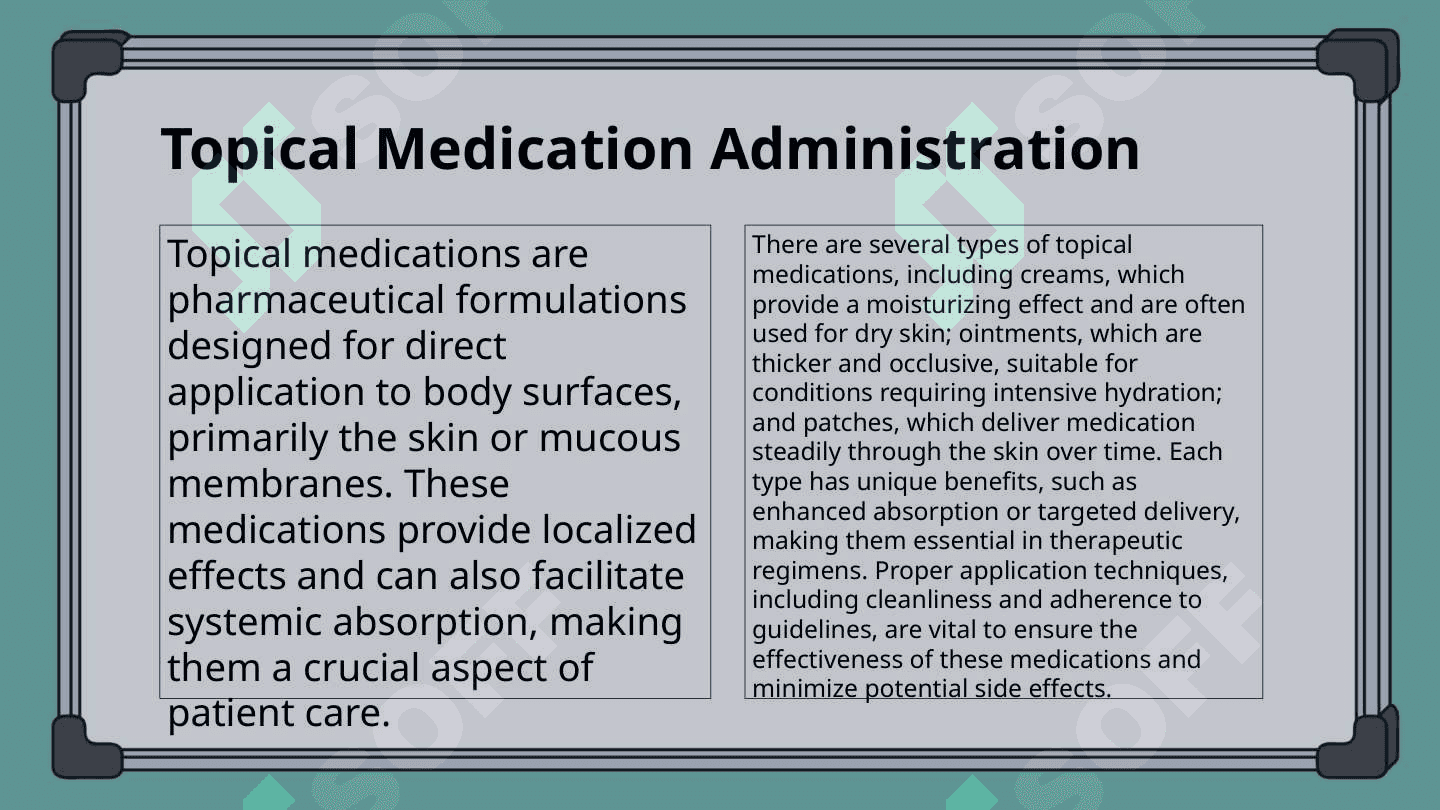 Administering medication. 7