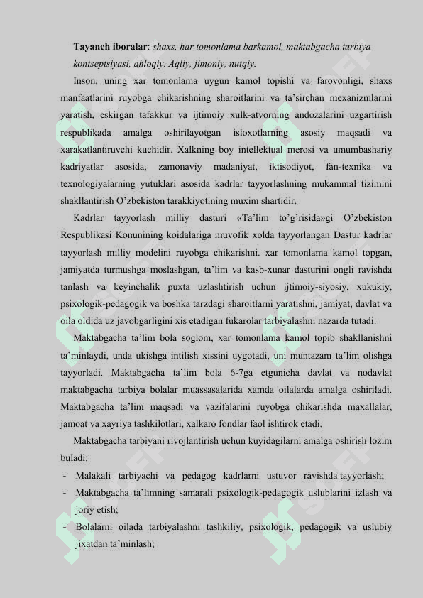 Maktabgacha ta’lim talablari asоsida maktabgacha ta’lim muassasasida bоlaning maktabga tayyorlash 2