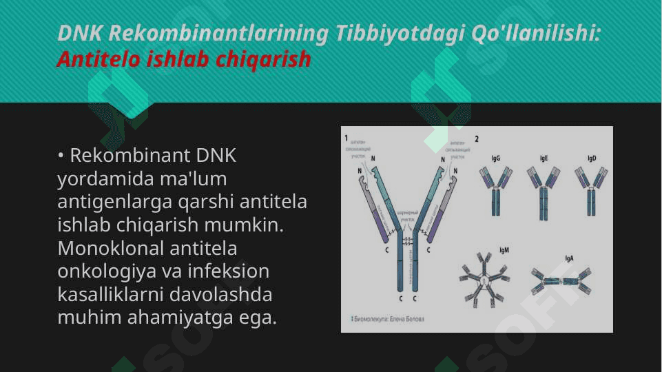 Tibbiy kimoy: Tibbiyotda DNK rekombinantlarining qo'llanilishi. Viruslarga va o'smalarga qarshi dori vositalarining ta'sir mexanizmi 7