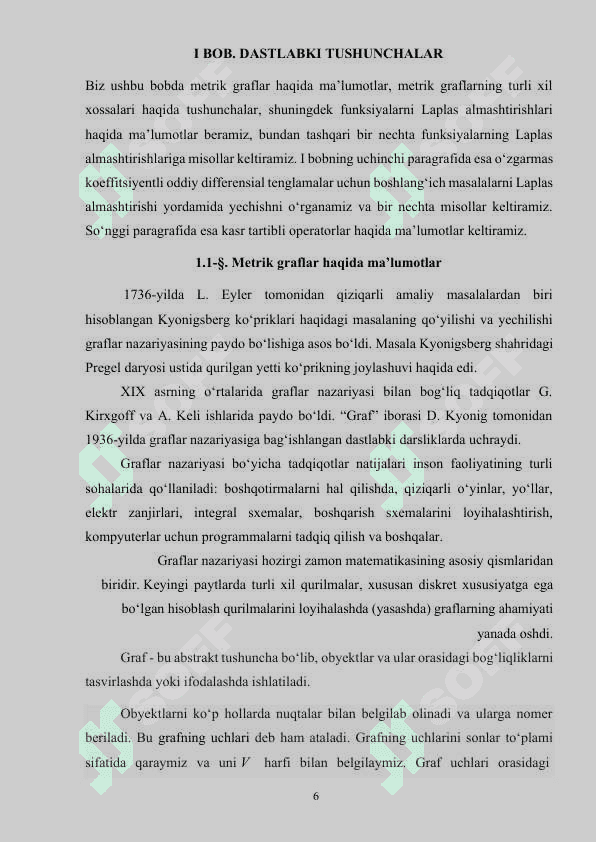 Metrik graflarda kaputo kasr hosilasi qatnashgan tor tebranish tenglamasi uchun boshlang’ich- chegaraviy masalalar 6