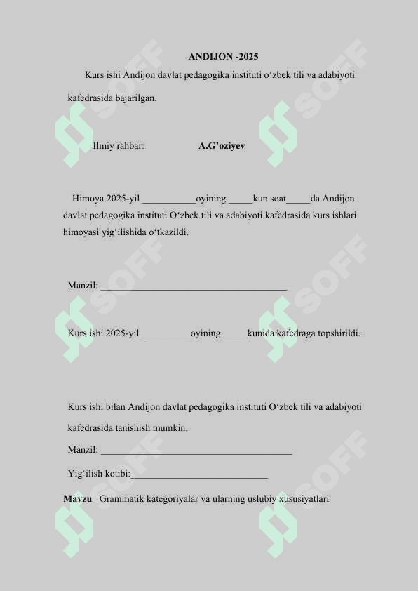 Grammatik kategoriyalar va ularning uslubiy xususiyatlari  kurs ishi 2
