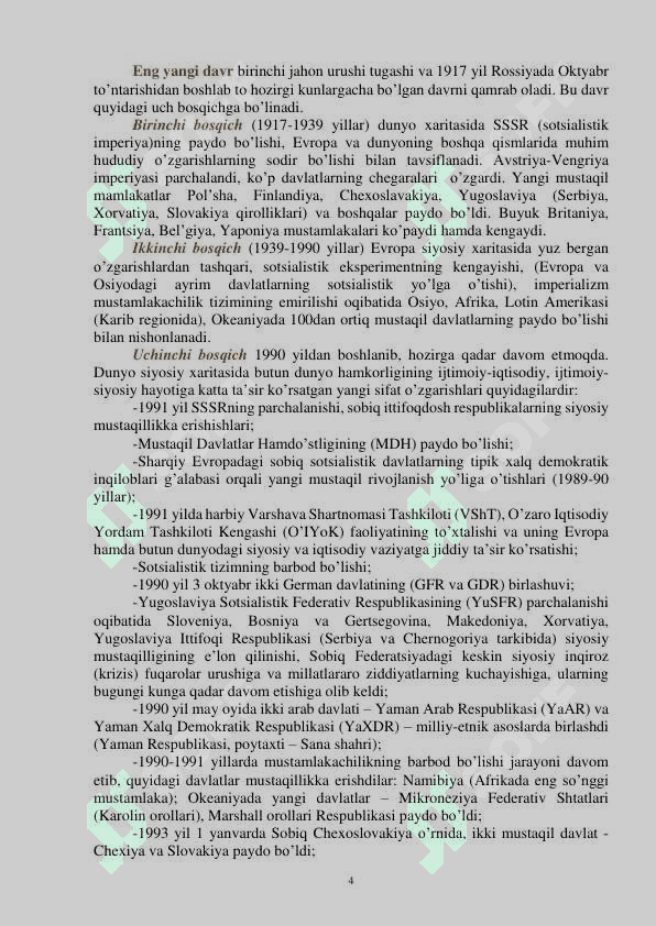 HOZIRGI ZAMON DUNYO SIYOSIY XARITASI 4