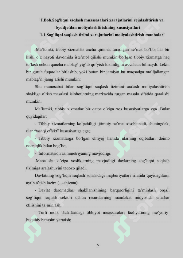Sog’liqni saqlash masalalarini moliyalashtirish tizimi 5