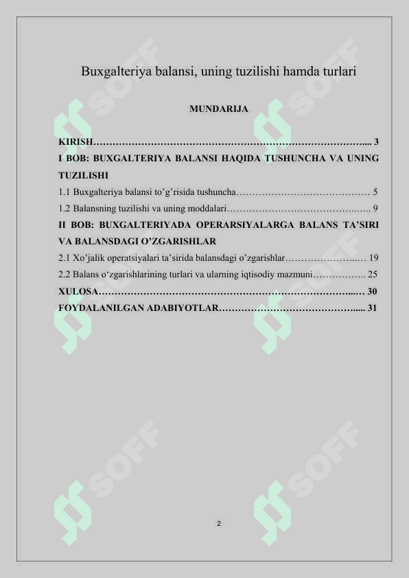 Buxgalteriya balansi, uning tuzilishi hamda turlari 2