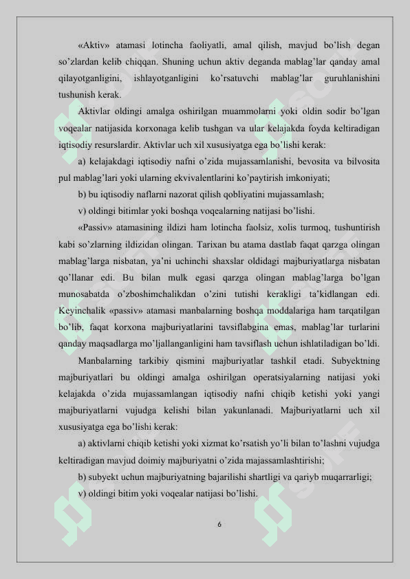 Buxgalteriya balansi, uning tuzilishi hamda turlari 6