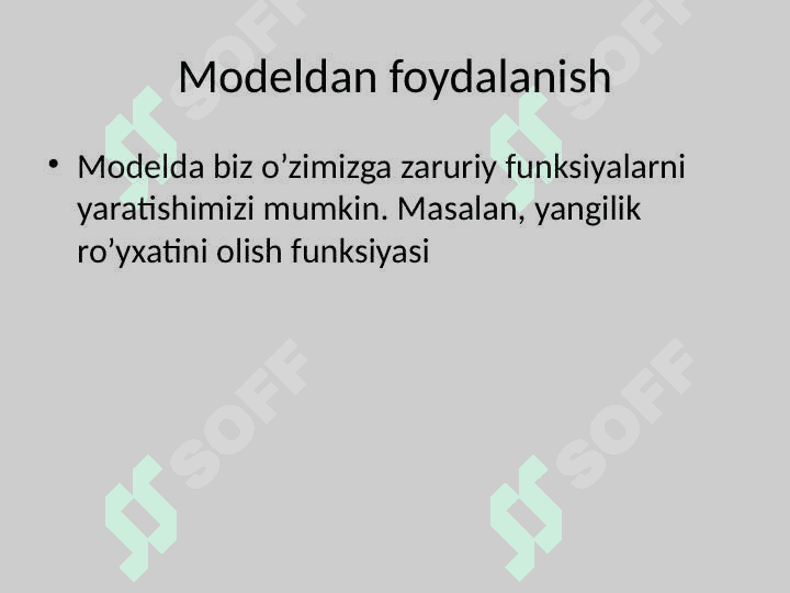 Freymvorkni sozlash. Ma’lumotlar bazalari bilan ishlash 7