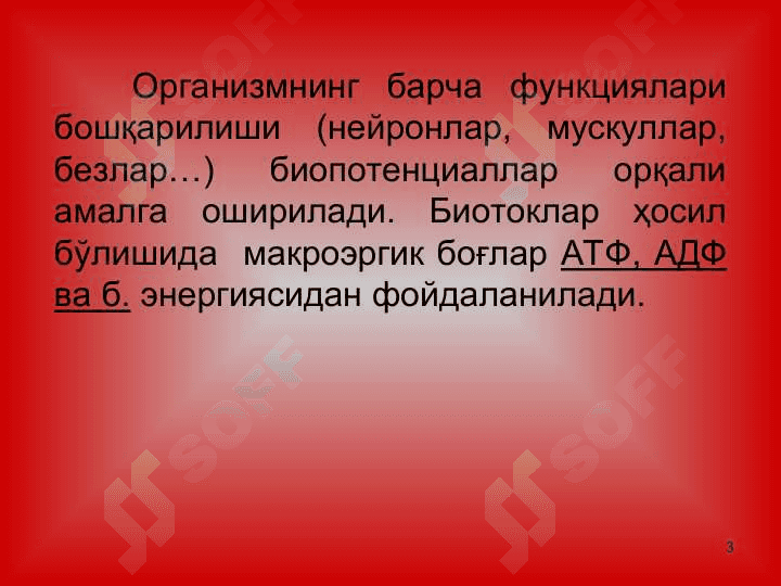 Қўзғалувчан тўқималар ва  биоэлектрик ходиса 3